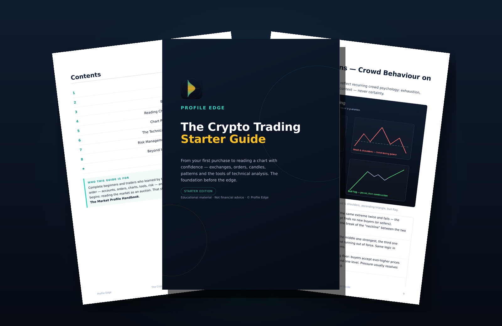 The Crypto Trading Starter Guide — cover, contents and a sample chapter